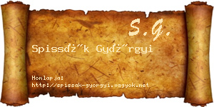 Spissák Györgyi névjegykártya